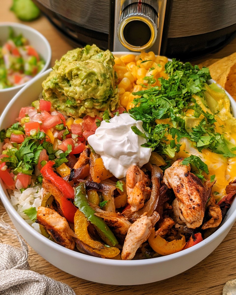Air Fryer Chicken Fajita Bowls