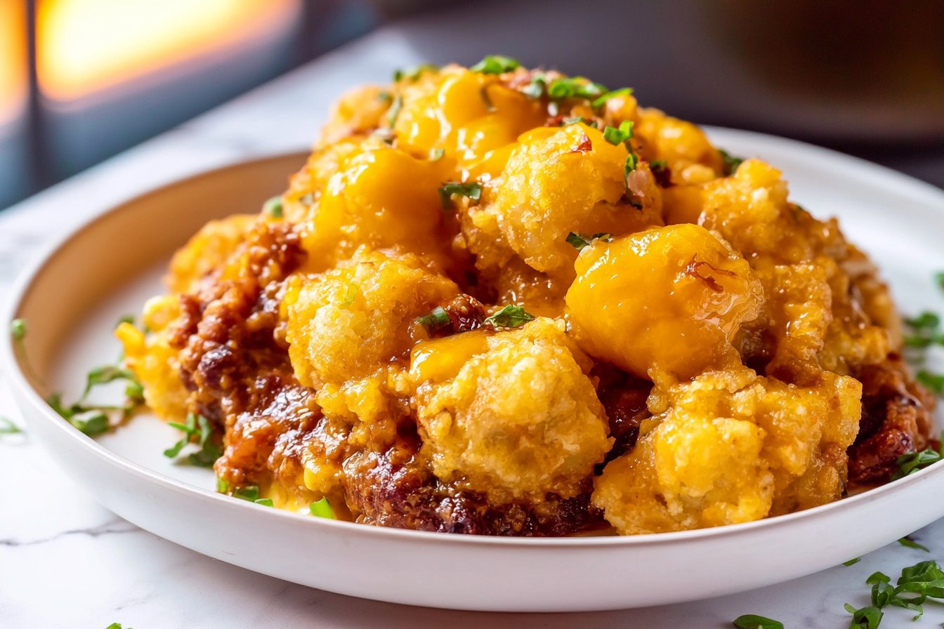 Crock Pot Chili Cheese Tater Tot Casserole