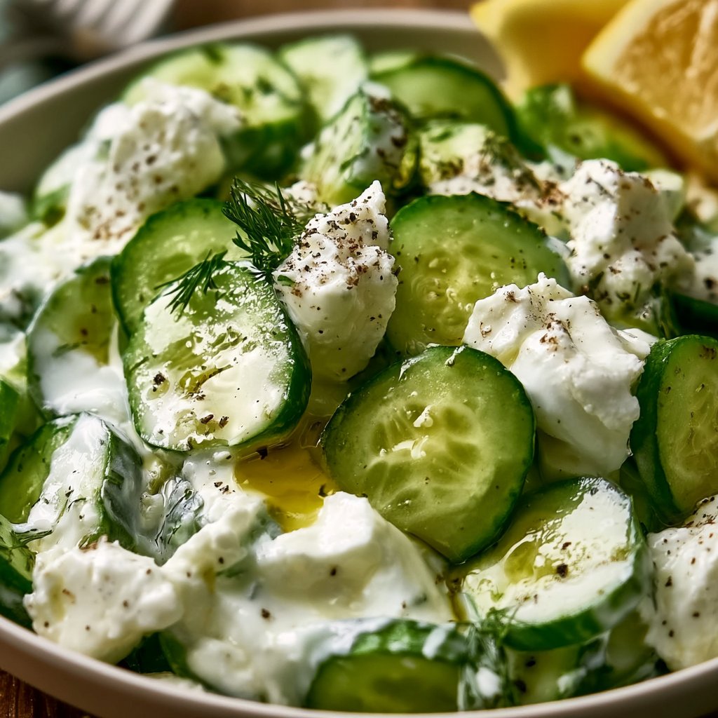 Mediterraner Gurken-Joghurt-Feta-Salat