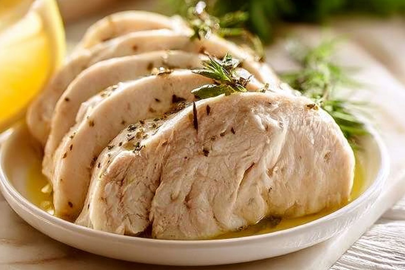 Poached Chicken - Foolproof, perfect, AMAZINGLY juicy breast
