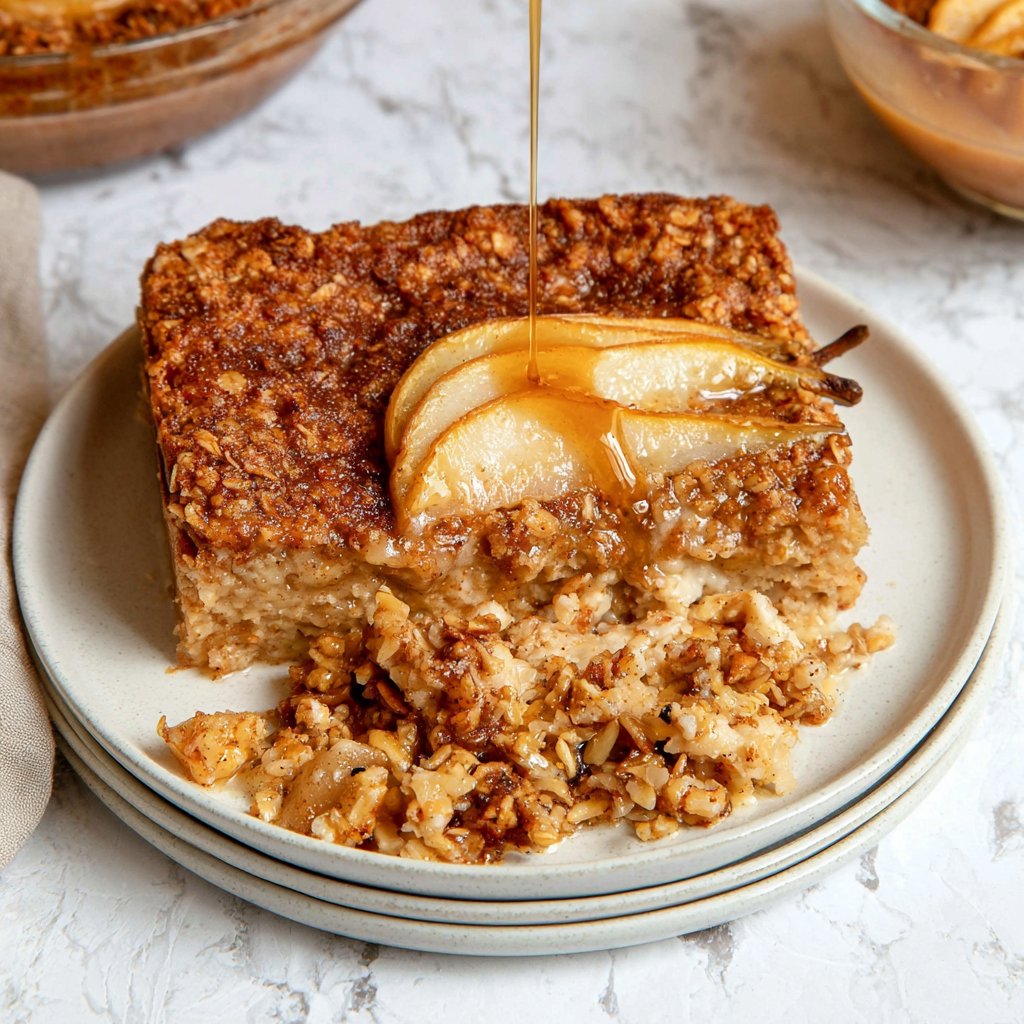 Vanilla Brown Butter Pear Baked Oatmeal