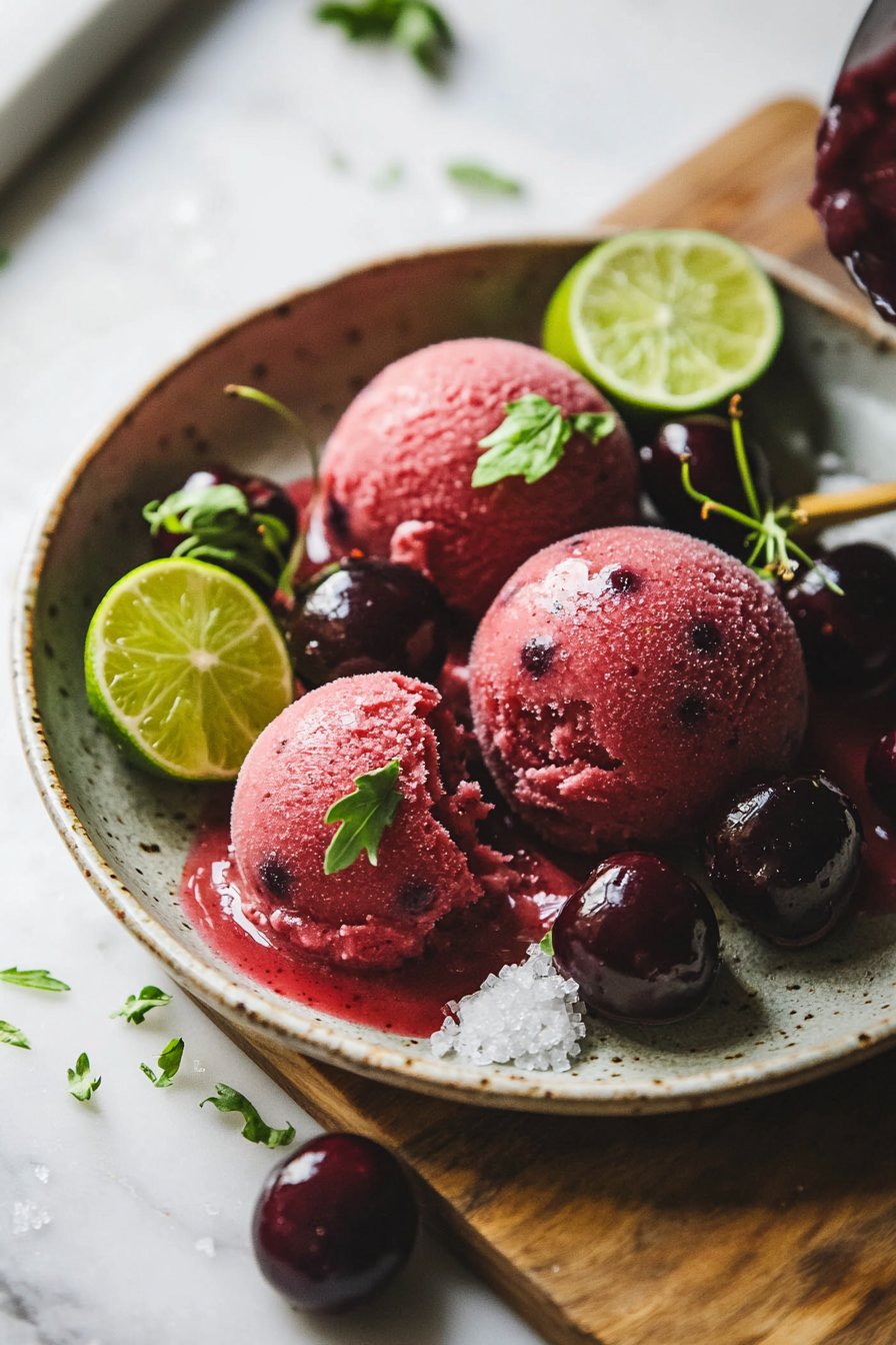 Frischer Kirschsorbet