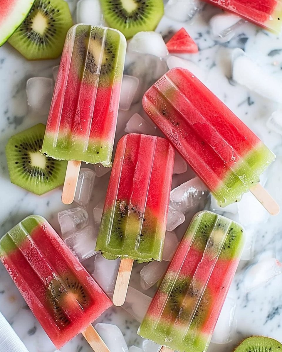 Watermelon and Kiwi Popsicles - Refreshing Summertime Treat | Vegan popsicles, Watermelon popsicles, Fruit popsicles