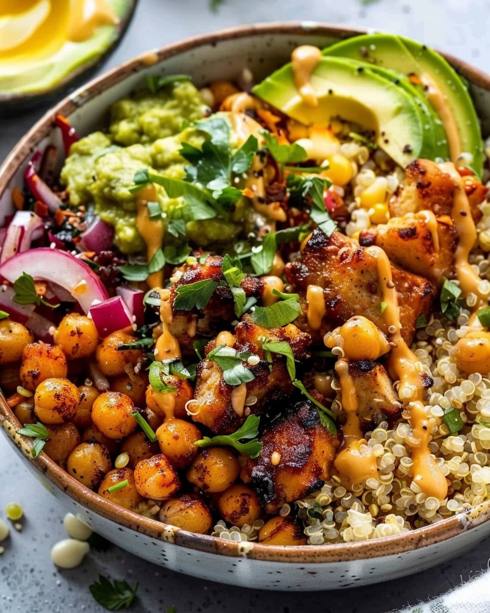 BBQ Ranch Chickpea Quinoa Bowls