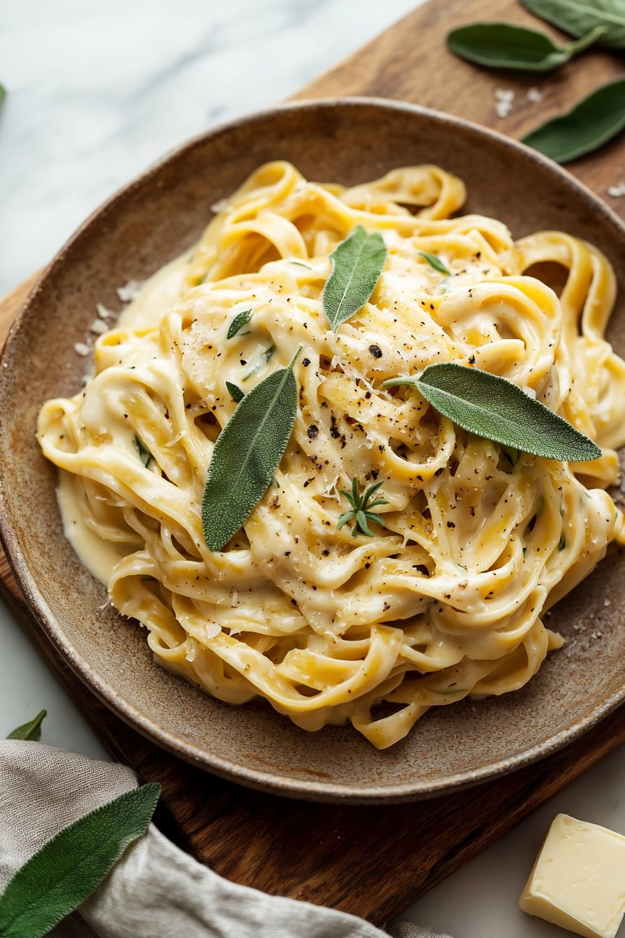 Pumpkin Alfredo Pasta with Sage