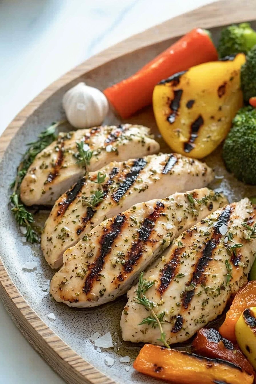 Gegrilltes Knoblauch- und Kräuter-Hähnchen mit Gemüse