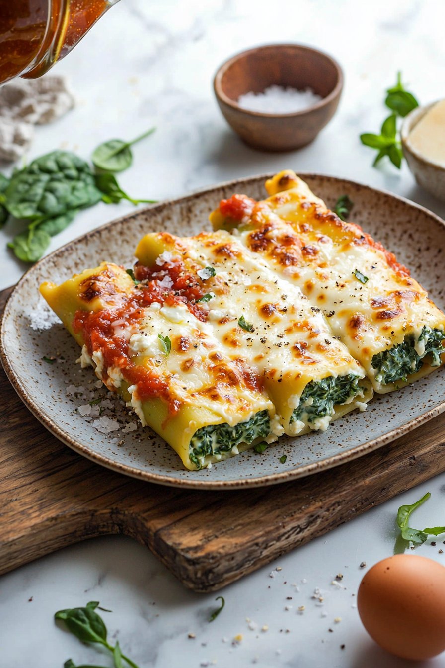 Spinat- und Käse-Manicotti