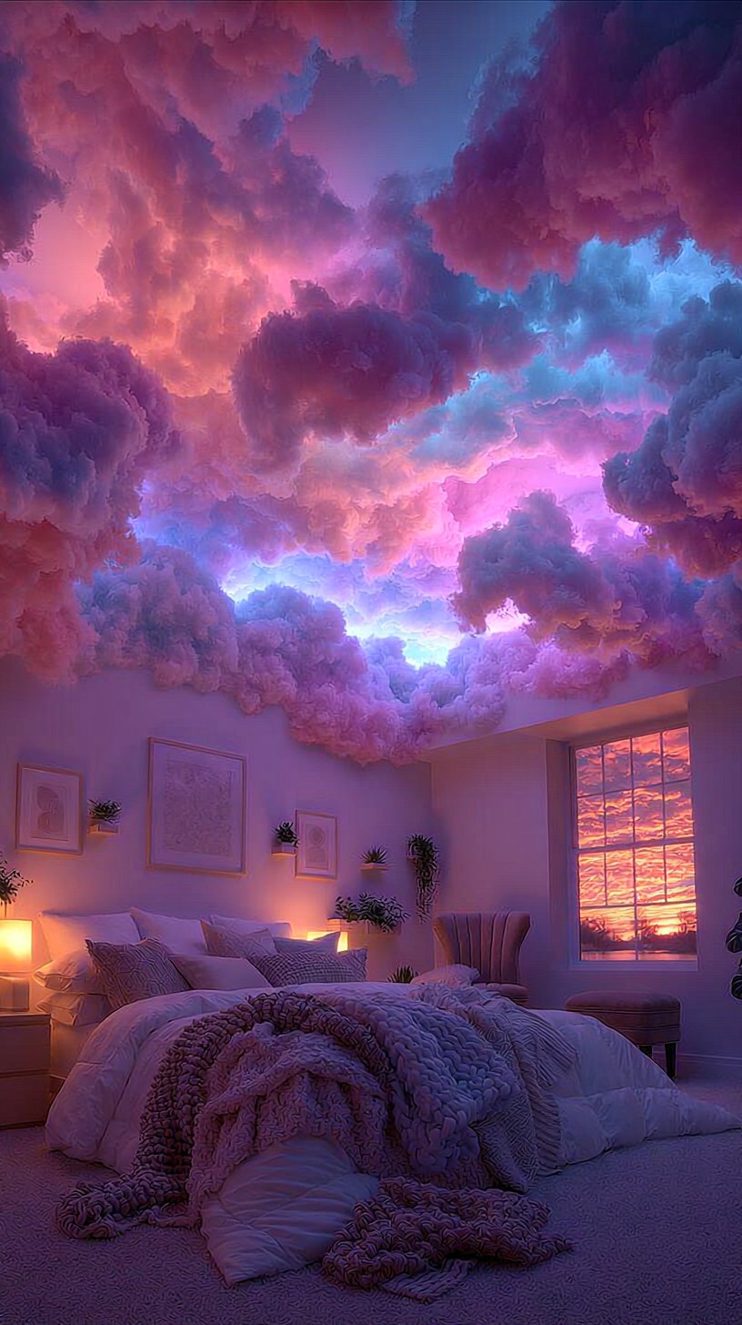 Dream Room Ideas for Two Sisters | Cute Teen Bedrooms, Cloud Aesthetic Bedrooms, Room Decor with Clouds