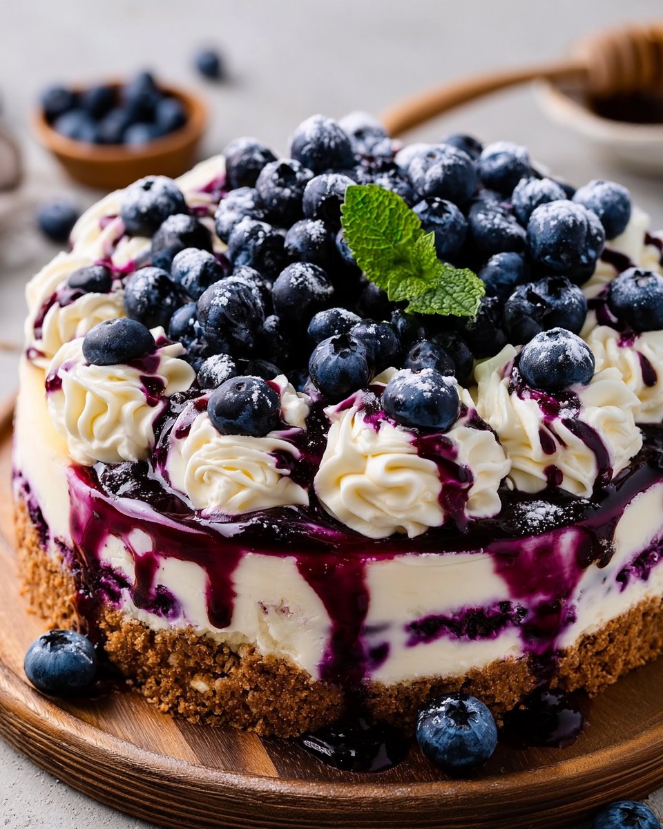 White Chocolate and Blueberry Cheesecake