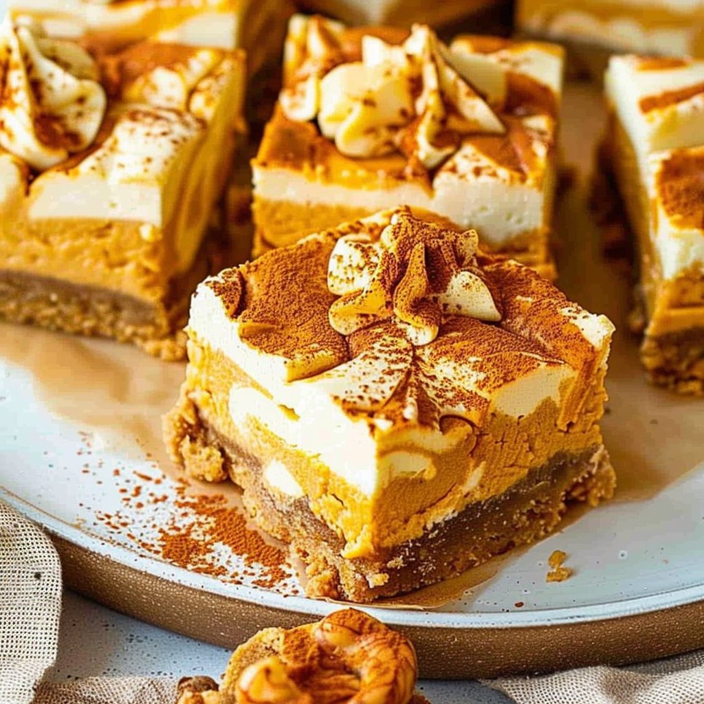 Pumpkin Swirl Cheesecake Bars