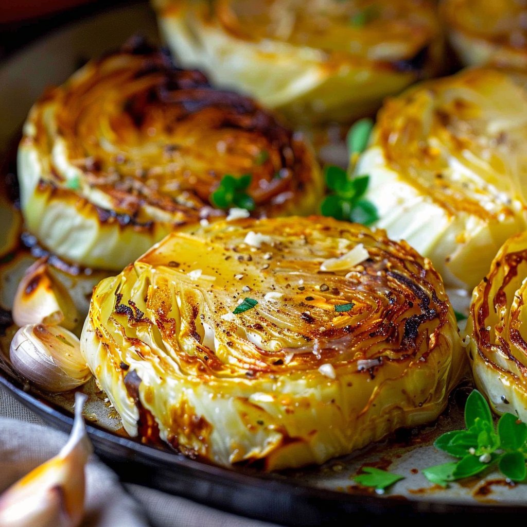 Garlic Parmesan Roasted Cabbage Steaks