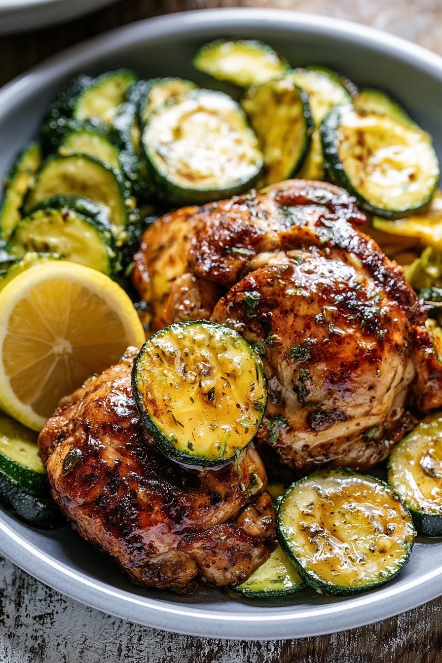 Easy Asado Chicken with Lemon Zucchini Sauté