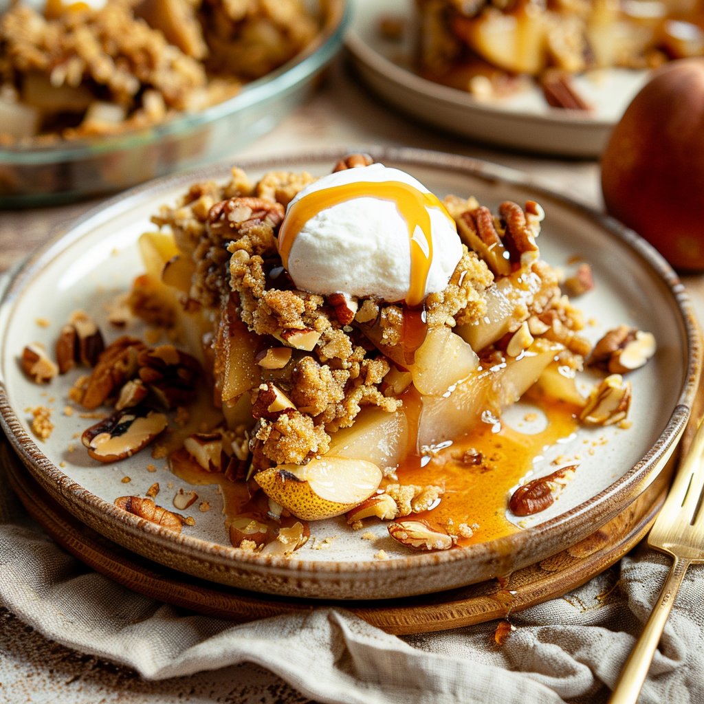 Pear, Pecan and Caramel Crumble