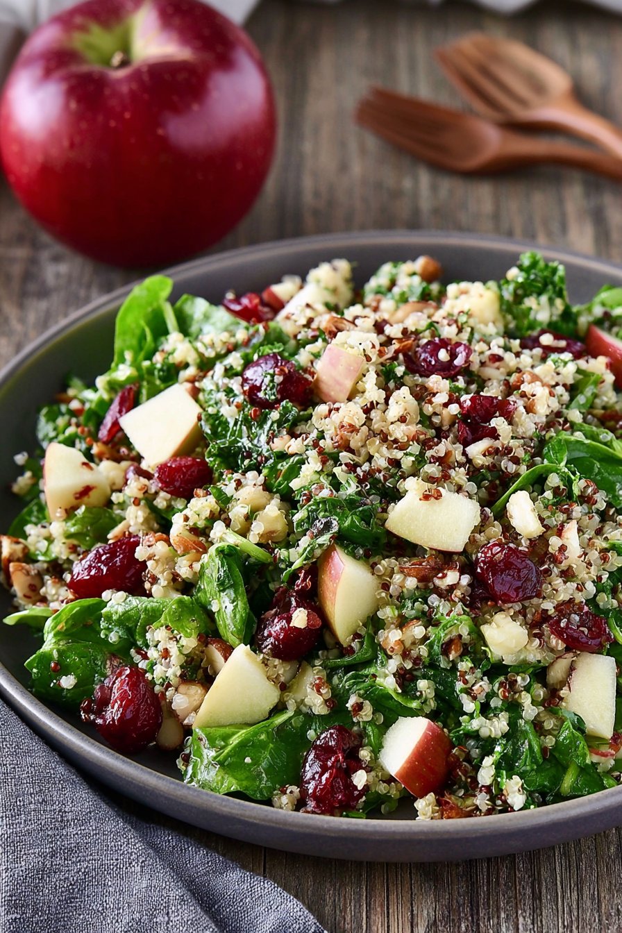 Quinoa Spinach Salad with Apples and Cranberries