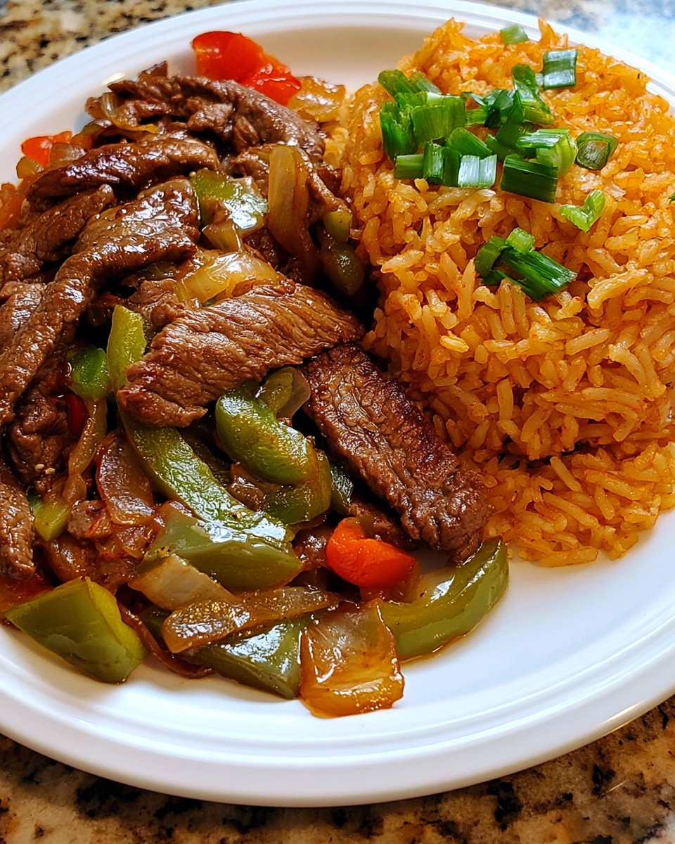 Steak Fajita Plate with Seasoned Rice