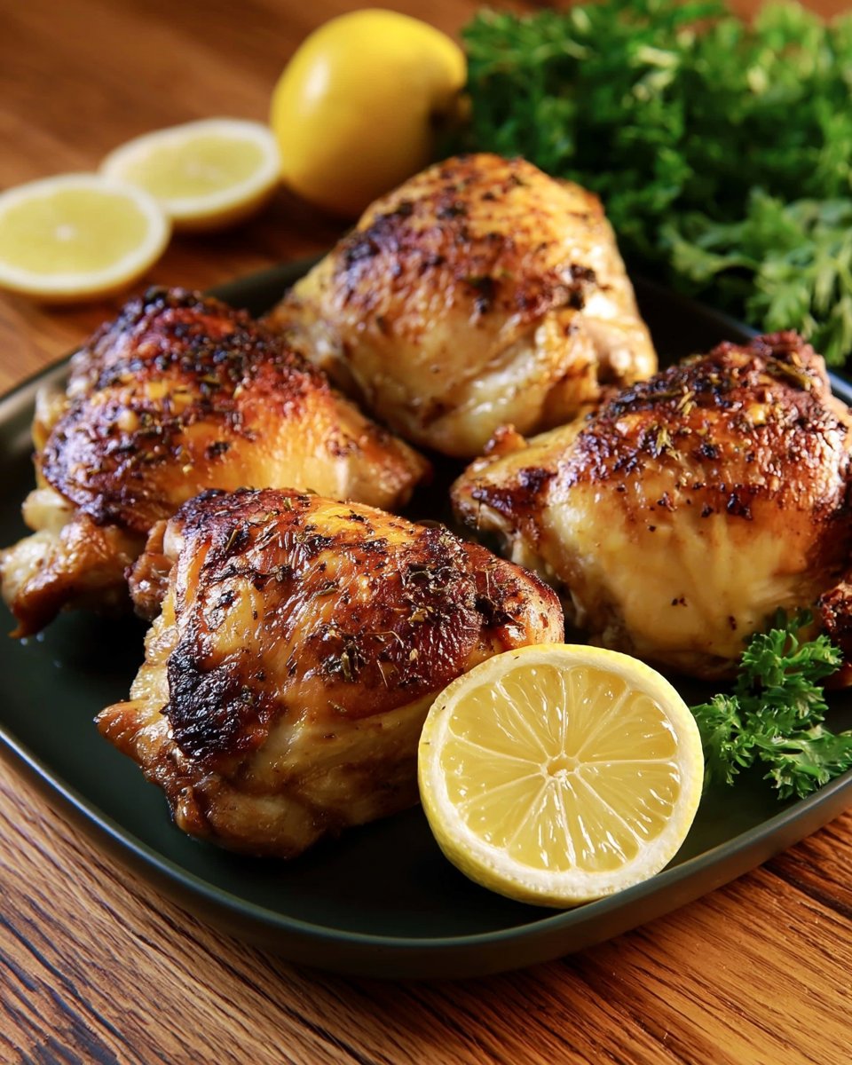 Keto Lemon Garlic Chicken Thighs in the Air Fryer