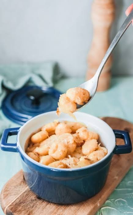 Savory French Onion Gnocchi Bake with Golden Caramelized Onions