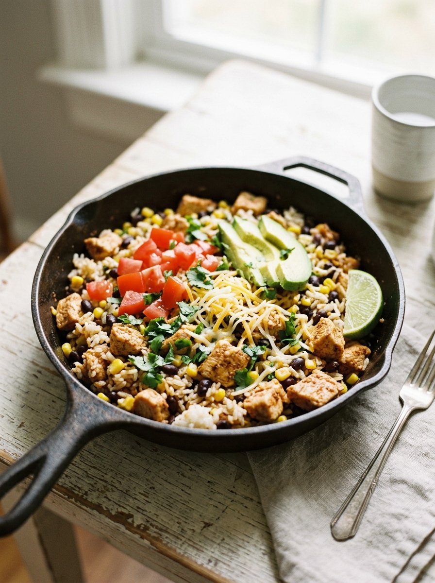 One-Pan Chicken Burrito Bowl
