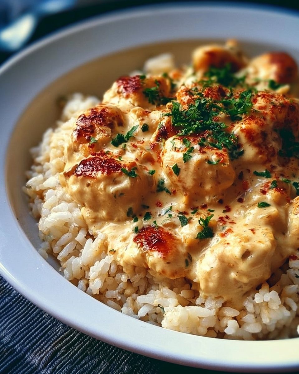 Creamy Smothered Chicken Over Rice