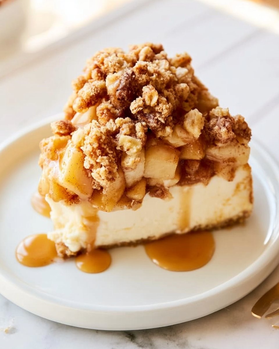Creamy No-Bake 20-Minute Cottage Cheese Apple Crisp Cheesecake