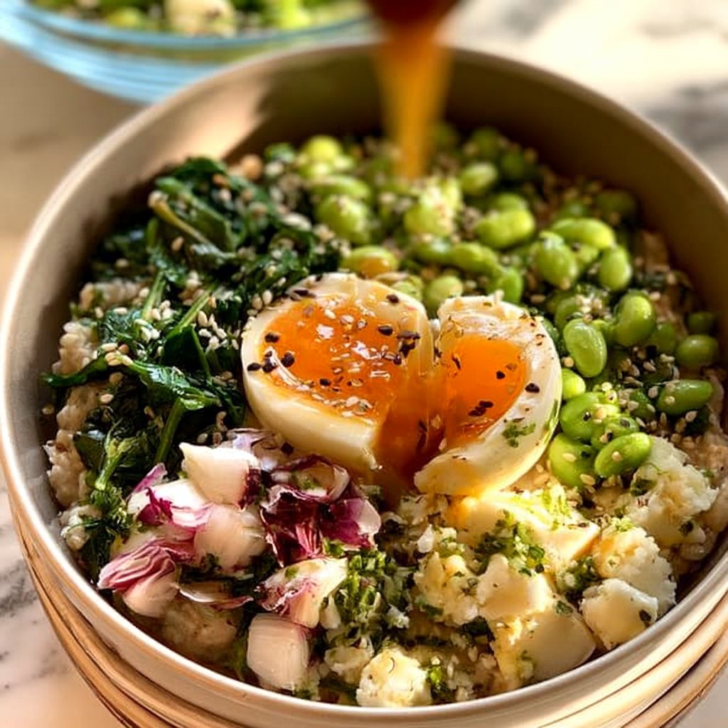 High-Fiber Savory Egg & Spinach Oatmeal Bowl