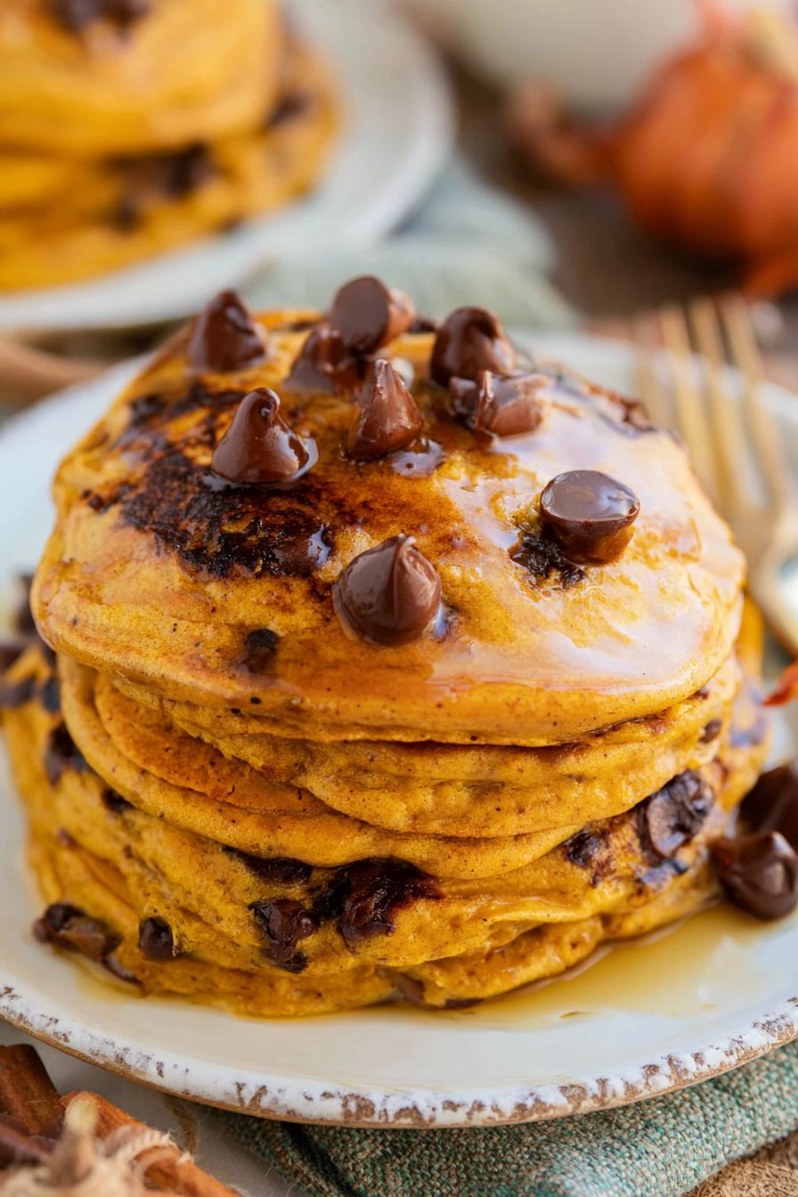 Pumpkin Chocolate Chip Pancakes