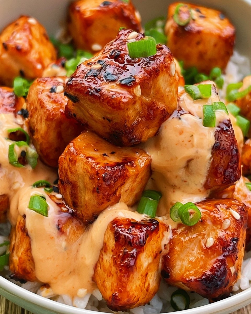 Air Fryer Salmon Bites with Bang Bang Sauce
