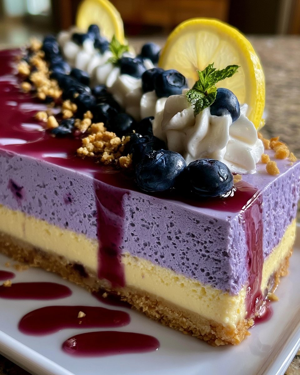 Zesty Lemon Blueberry Mousse Cake