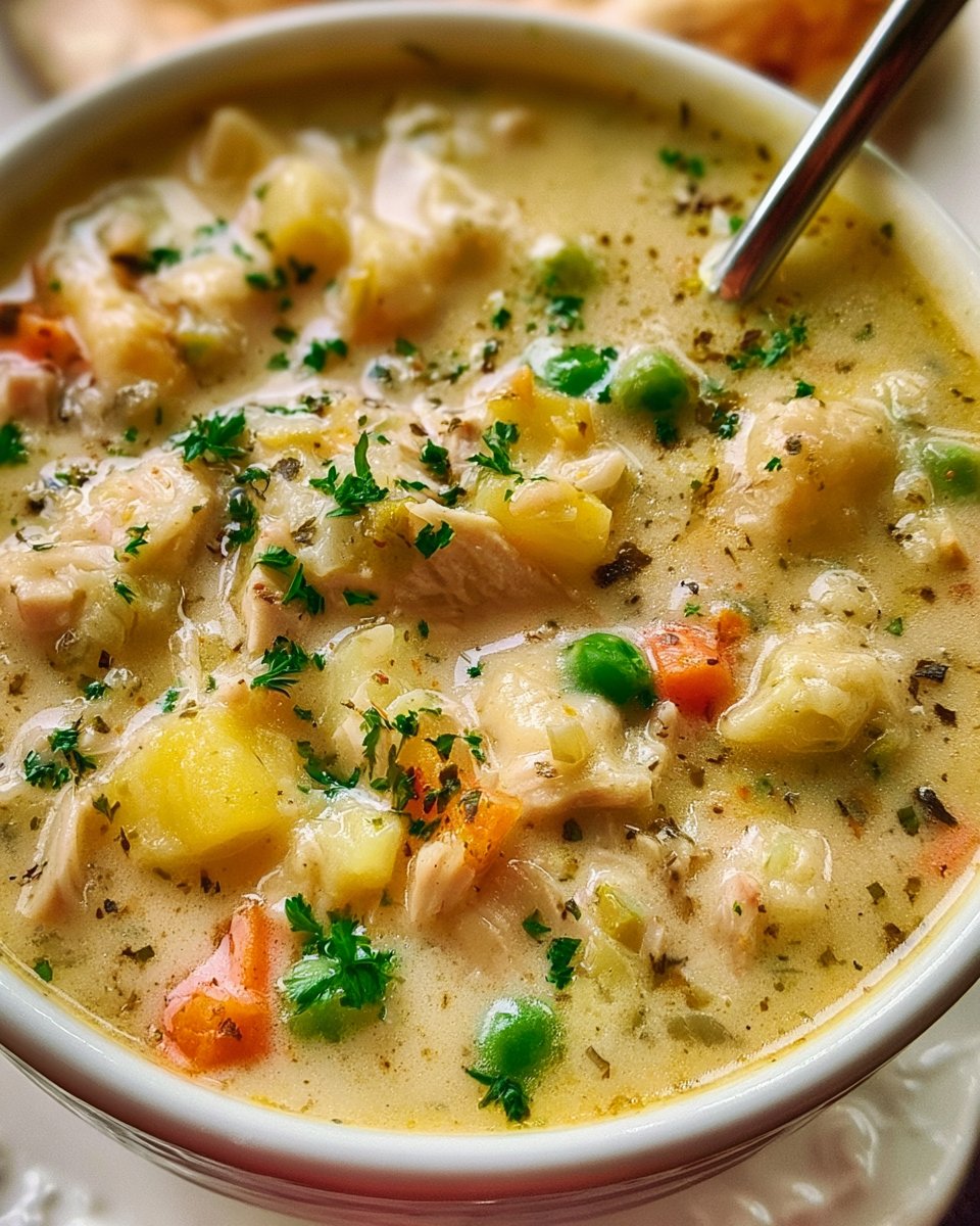 Creamy Pot Pie Soup with Chicken