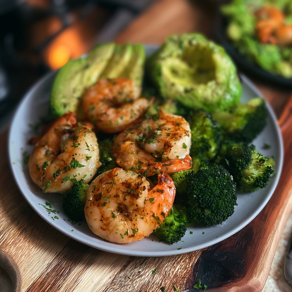 Garlic Butter Shrimp with Steamed Broccoli & Creamy Avocado