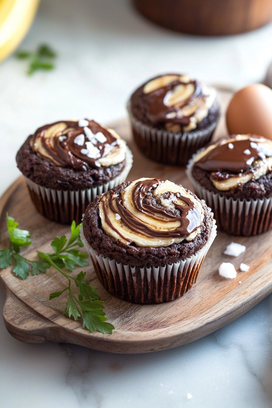Chocolate Hazelnut Banana Swirl Muffins