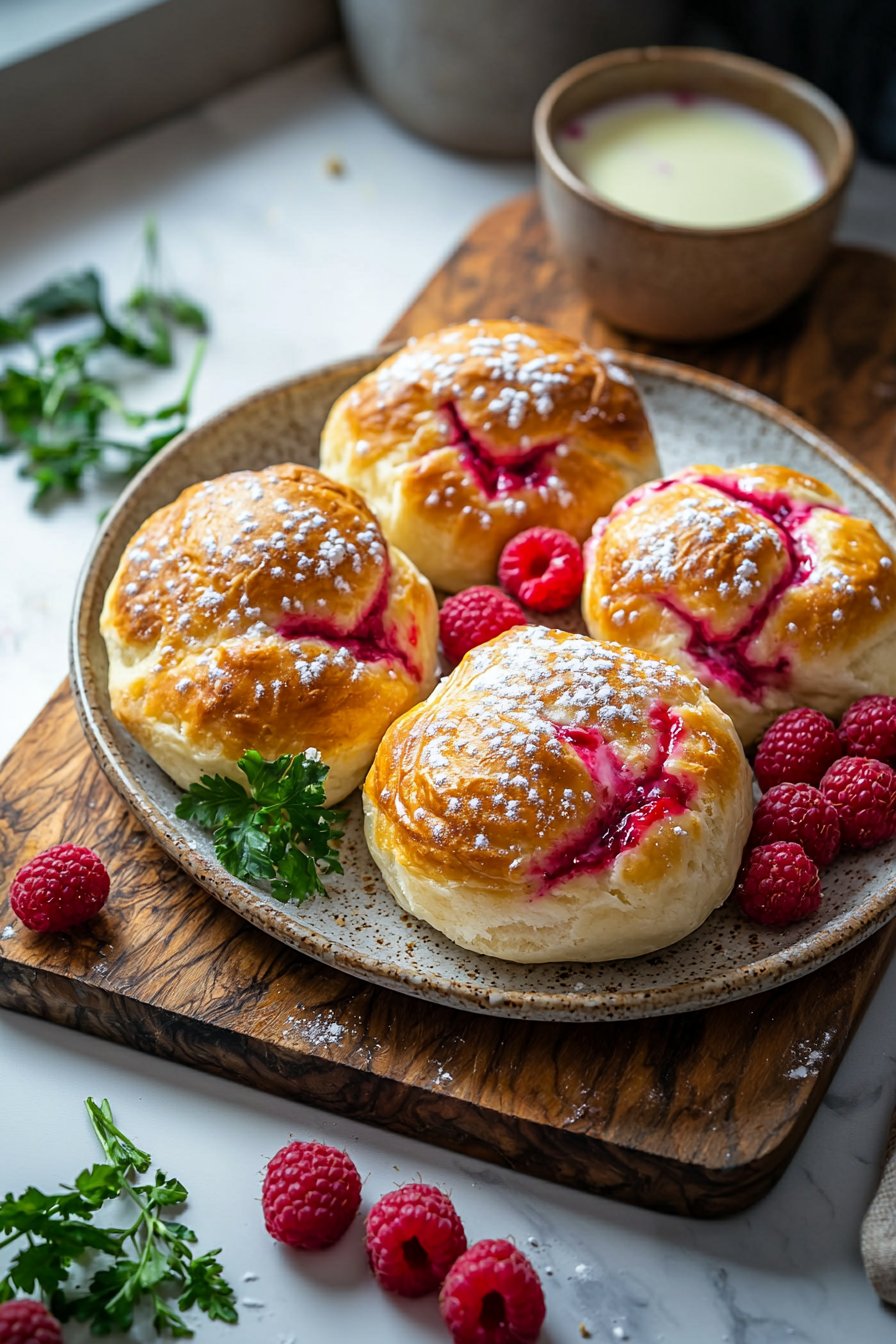 Raspberry Custard Buns