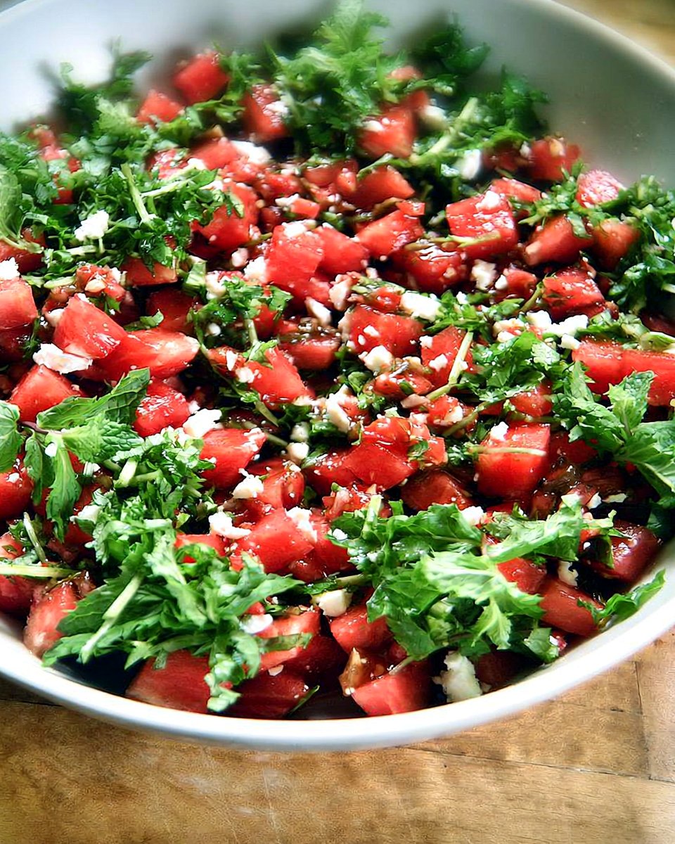 Watermelon, Feta & Mint Salad
