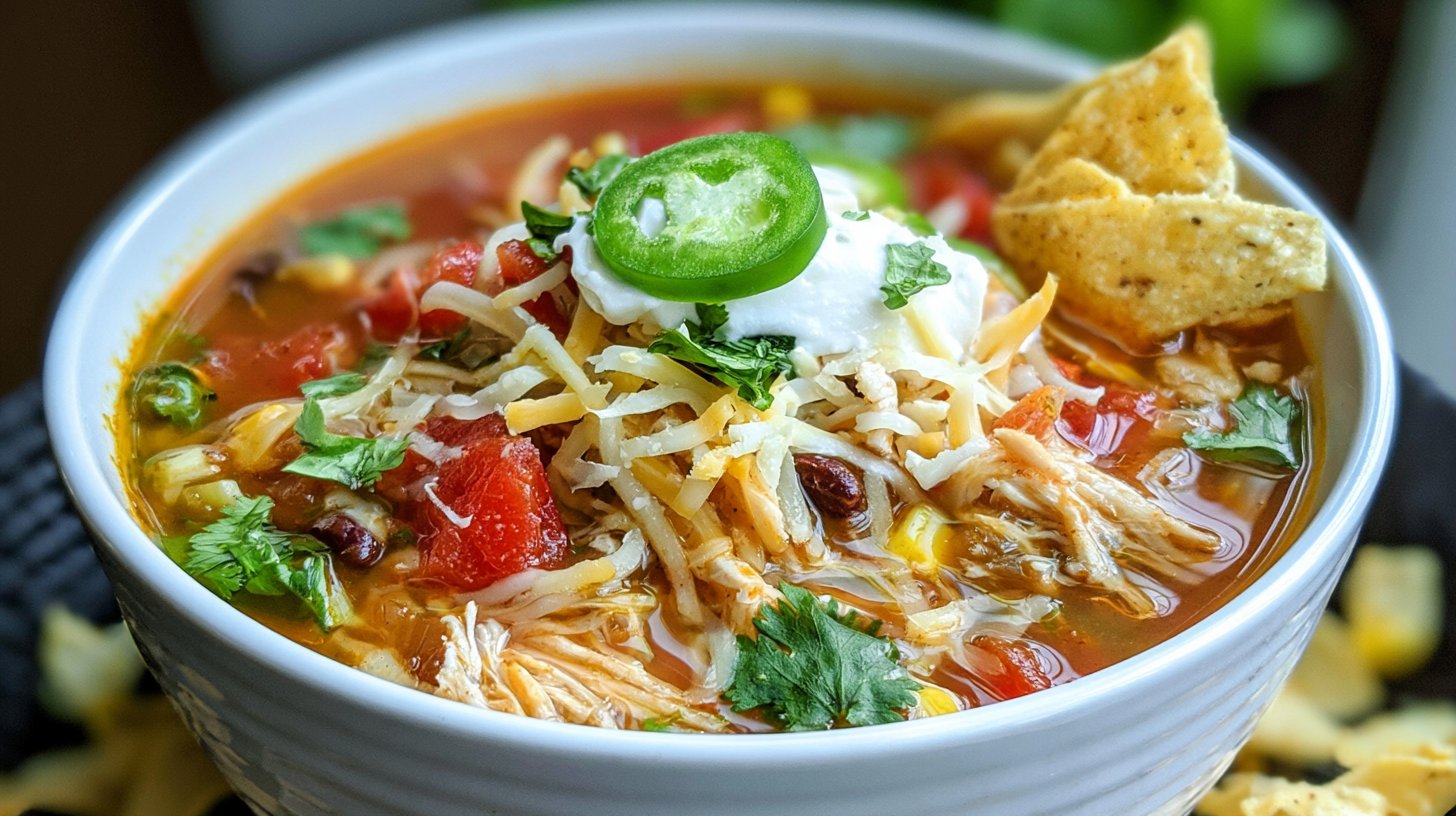 High Protein Chicken Tortilla Soup