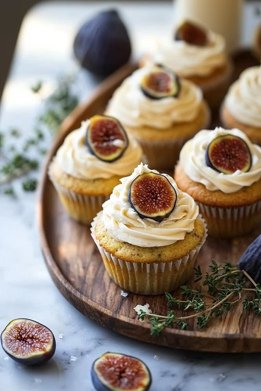 Feigen Cupcakes mit Honig-Frischkäsefrosting