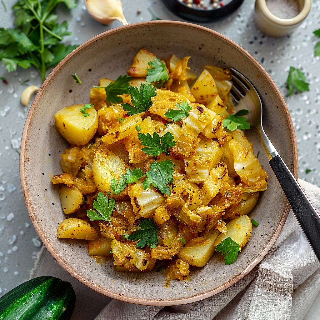 One Pan Turmeric Cabbage and Potatoes