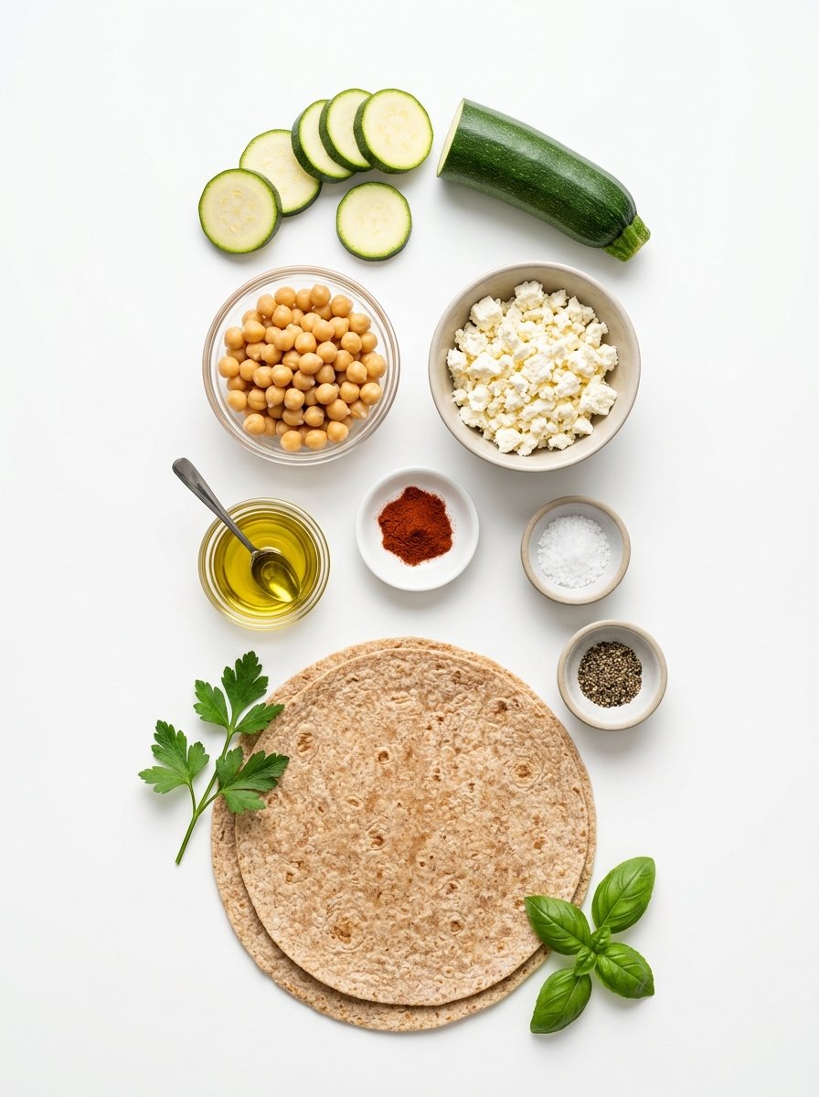 Grilled Zucchini Feta Chickpea Wrap