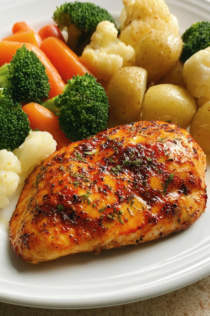 Garlic Herb Chicken Breast with Baby Potatoes & Steamed Vegetables 26 Garlic Herb Chicken Breast with Baby Potatoes & Steamed Vegetables