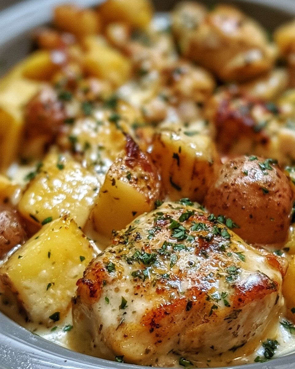 Garlic Parmesan Crockpot Chicken and Potatoes Recipe