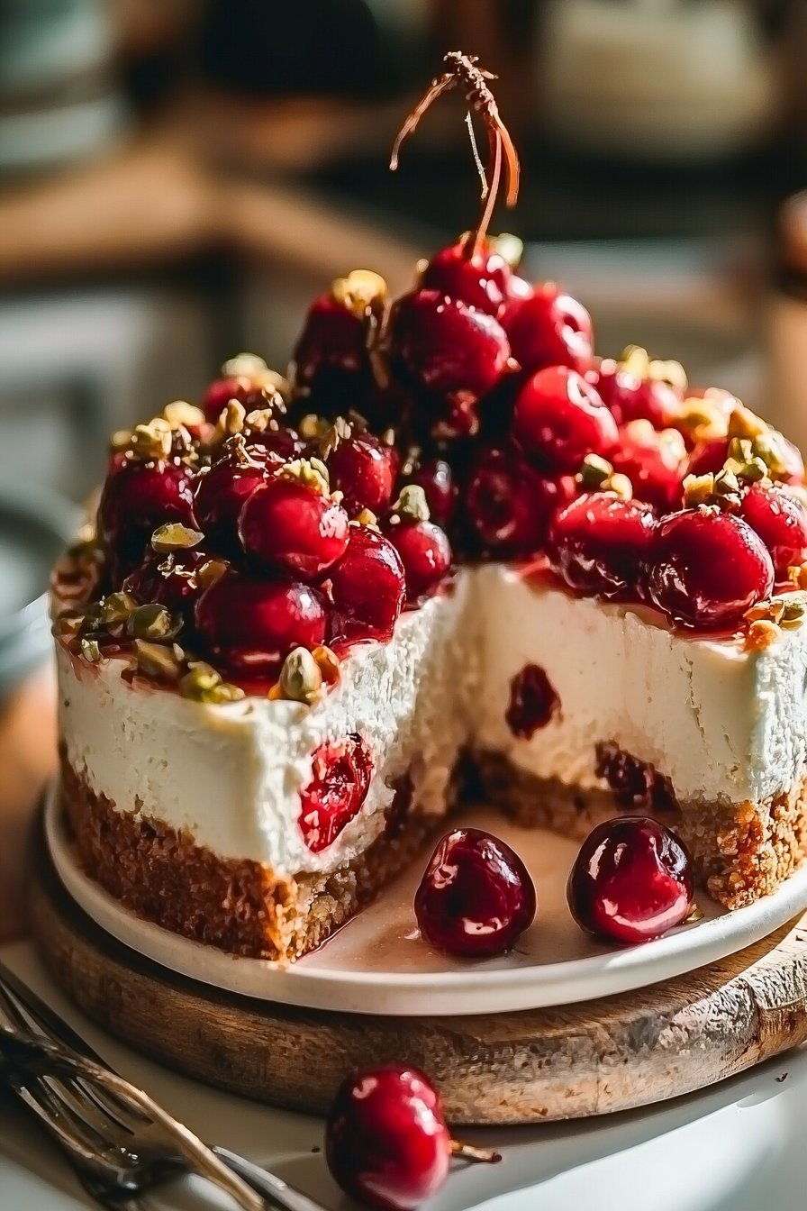 Cherry Pistachio Cheesecake