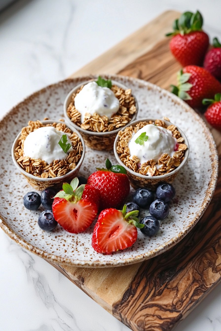 Frozen Yogurt Granola Cups with Berries