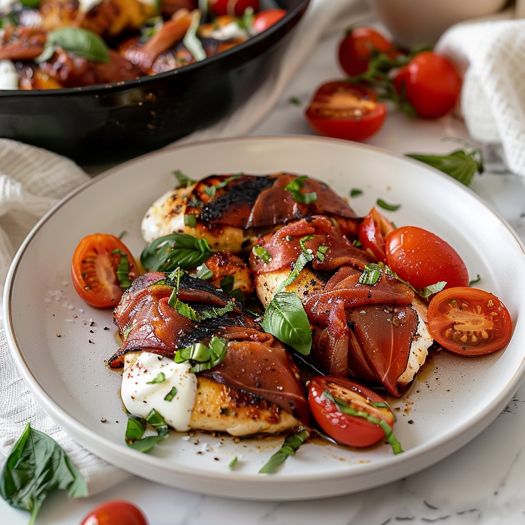 Prosciutto Wrapped Caprese Chicken