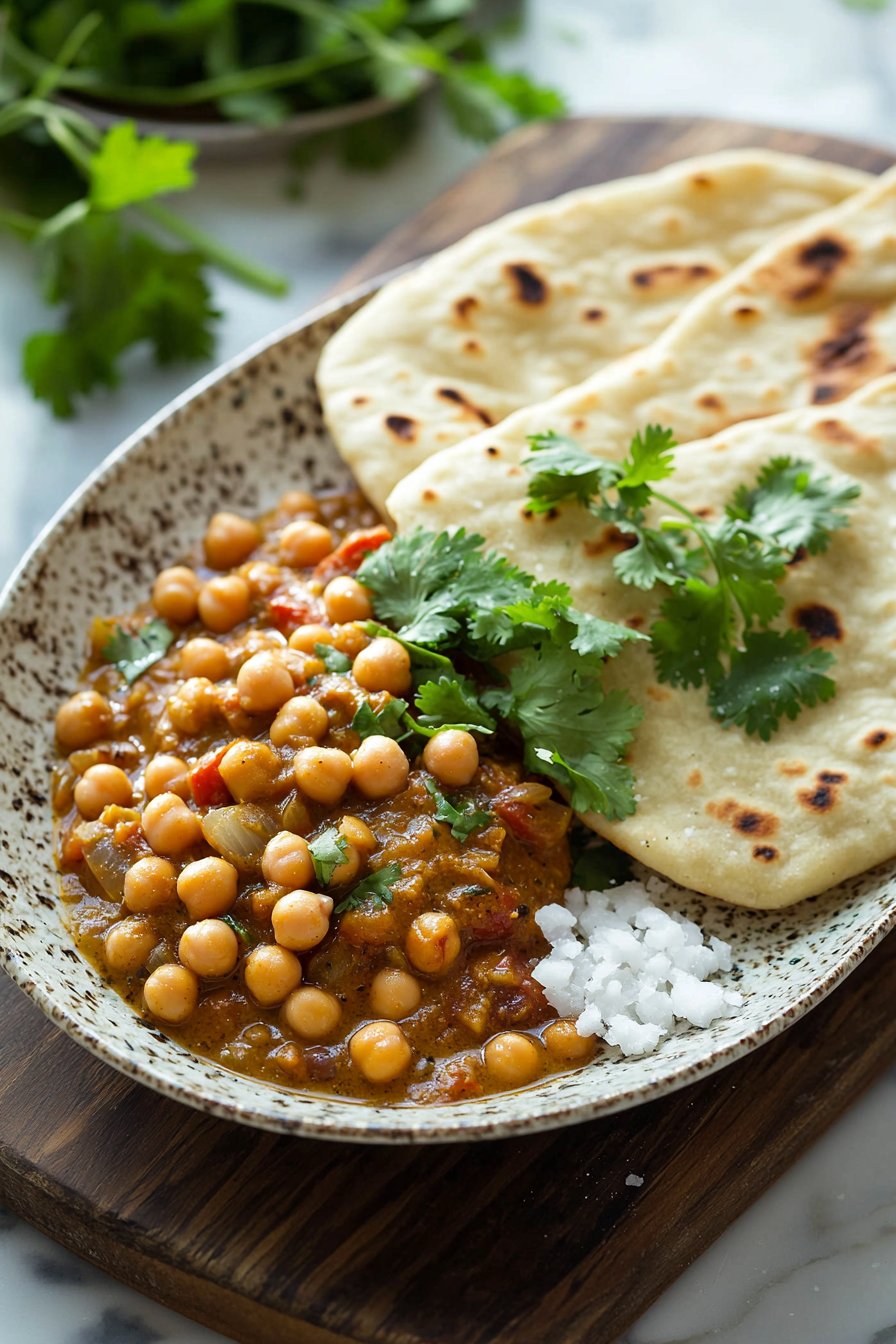 Indian Chickpea Curry with Flatbread