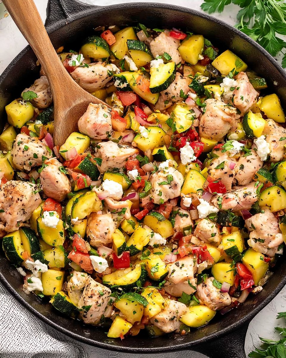 Greek Chicken Zucchini Skillet