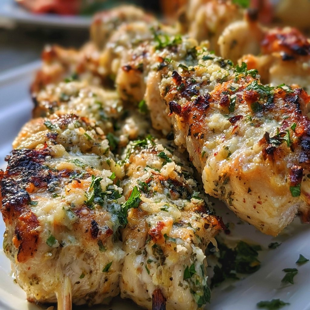 Knoblauch Parmesan Hähnchenspieße