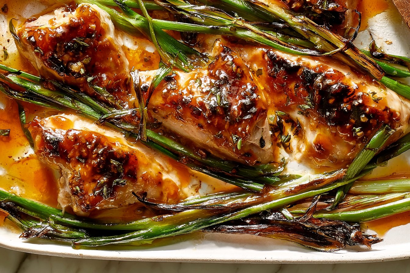Sesame Apricot Chicken With Charred Scallions