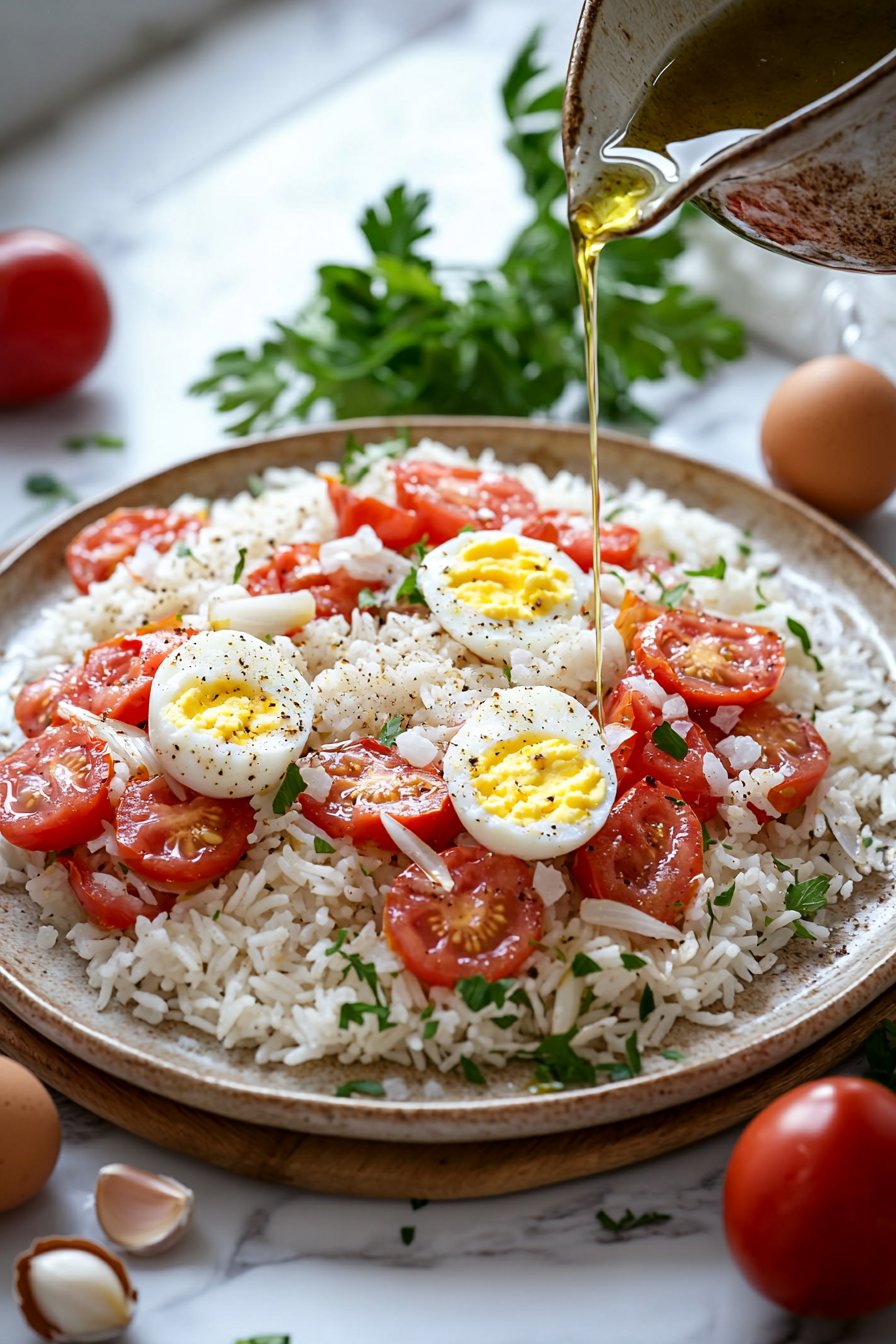 Reis Kocher Tomate Eier Reis