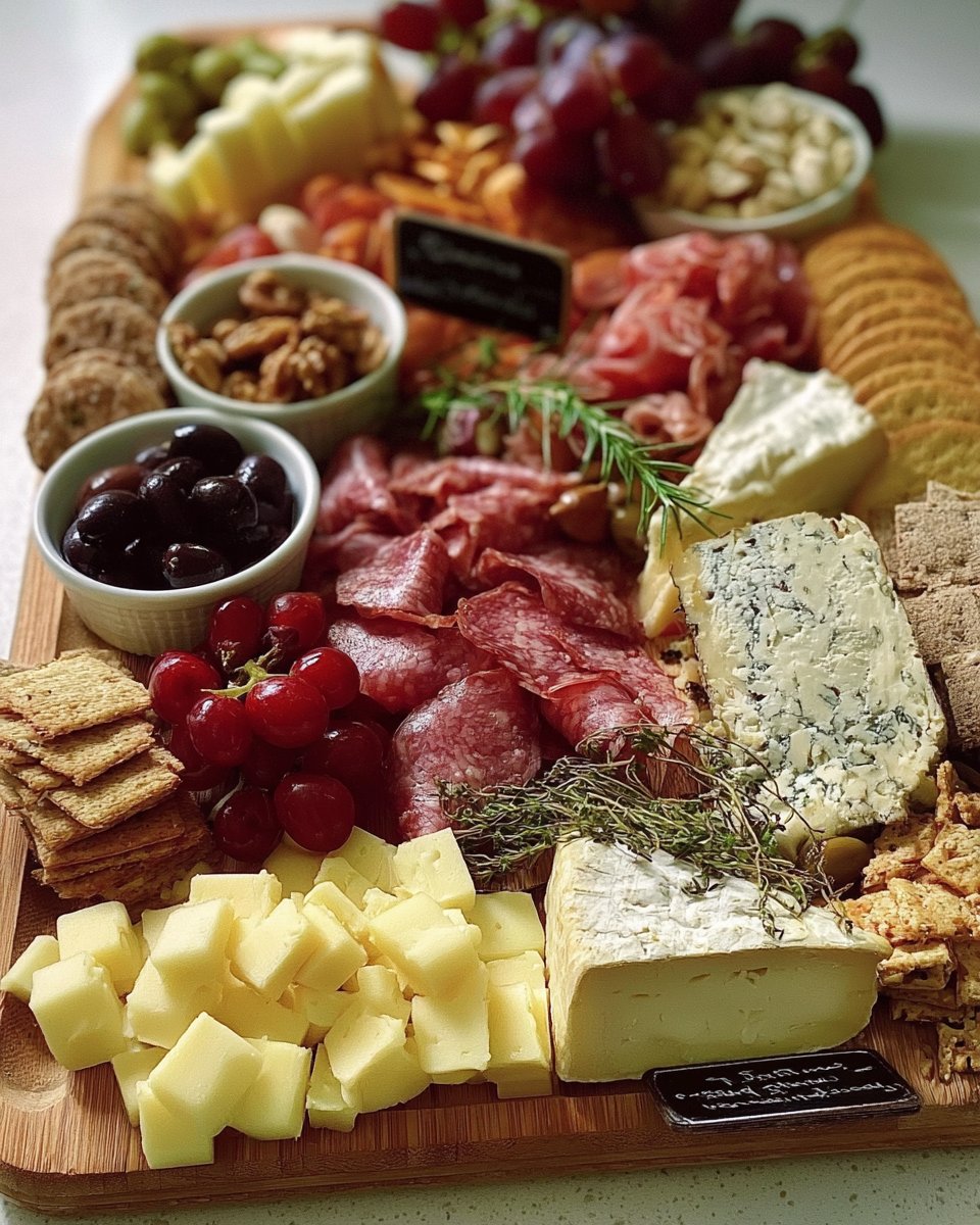 Classic Charcuterie Board with Assorted Cheeses and Meats
