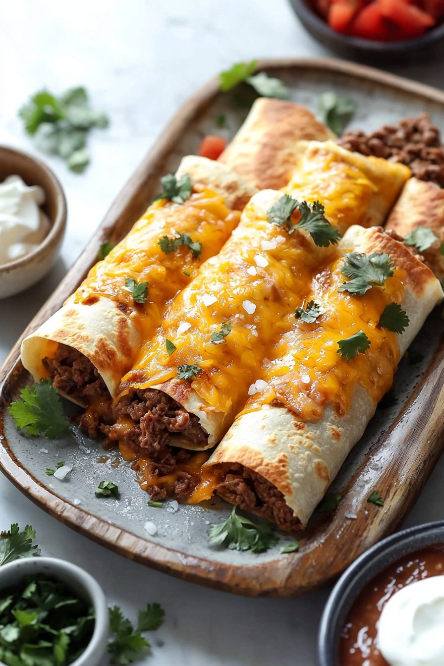Knusprige Käsige Rinder-Chimichangas