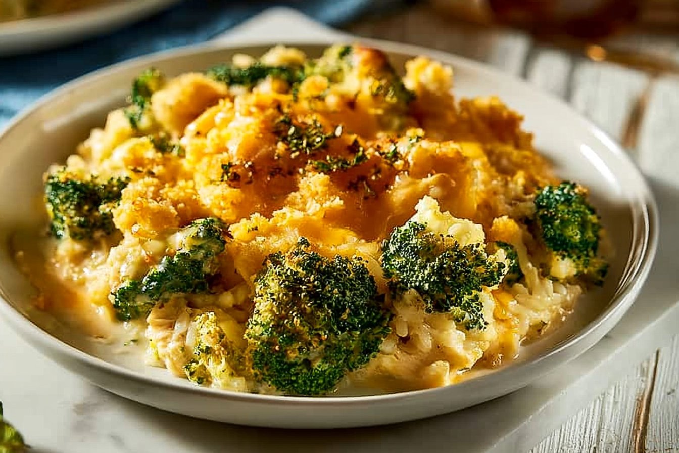 Broccoli Cheddar Chicken and Rice Casserole